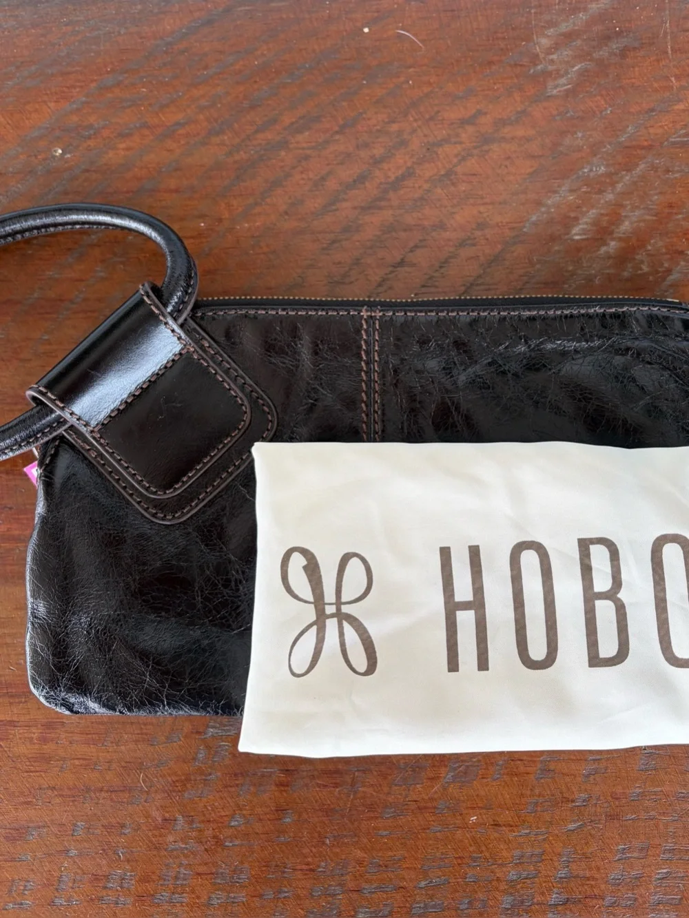 HOBO Black Leather Wristlet Clutch